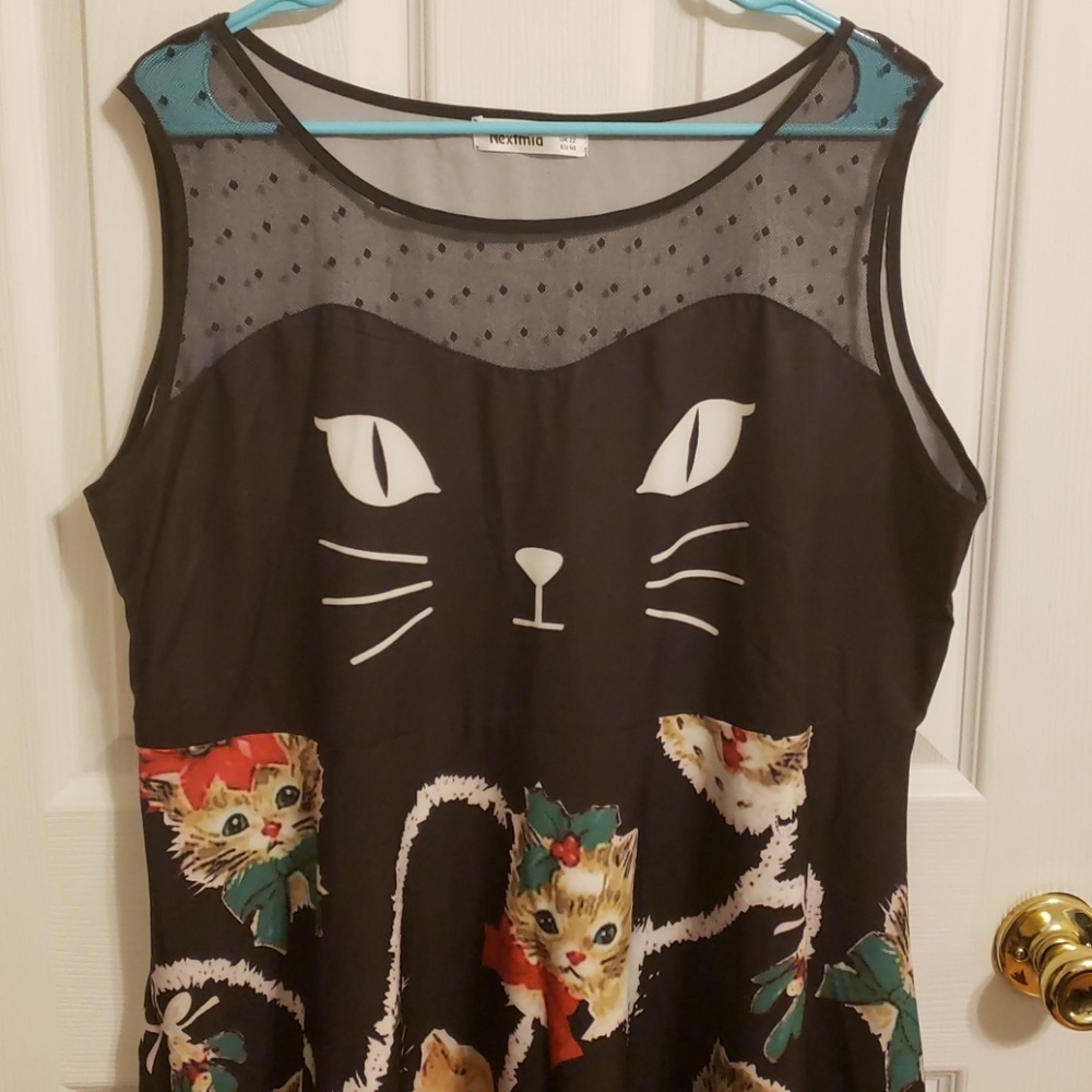 Christmas cat holiday party dress sz 18